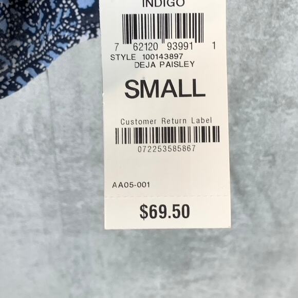 INC INTERNATIONAL CONCEPTS Women's Navy Paisley-Print Button-Up Top SZ S - Picture 10 of 10